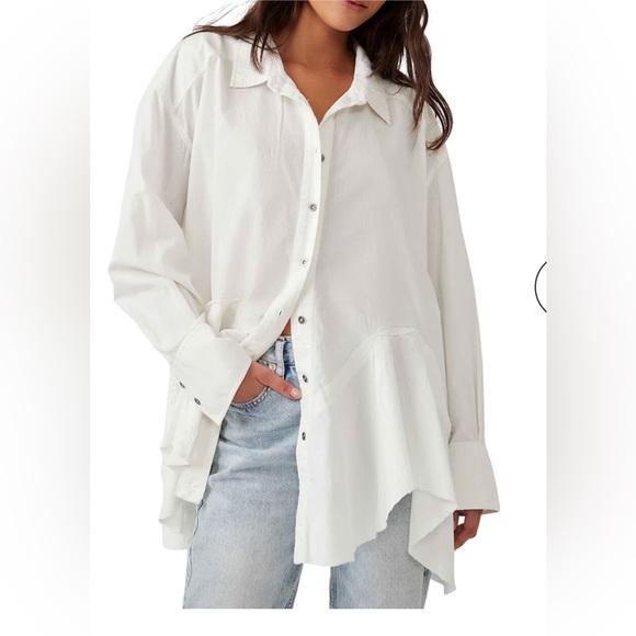 Free People We The Free Freya Poplin Women’s White Top - Picture 5 of 14